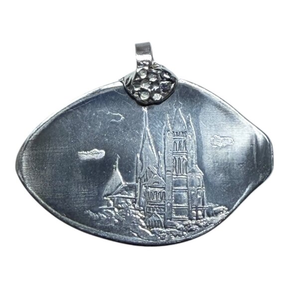 SOLD! Rolex Lausanne Spoon Pendant In Sterling Silver With Cathedral Engraving - Picture 4 of 12